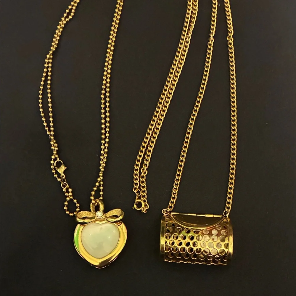 Pair of Gold Tone Pendant Necklaces with hidden (untested) watches - Picture 1 of 8